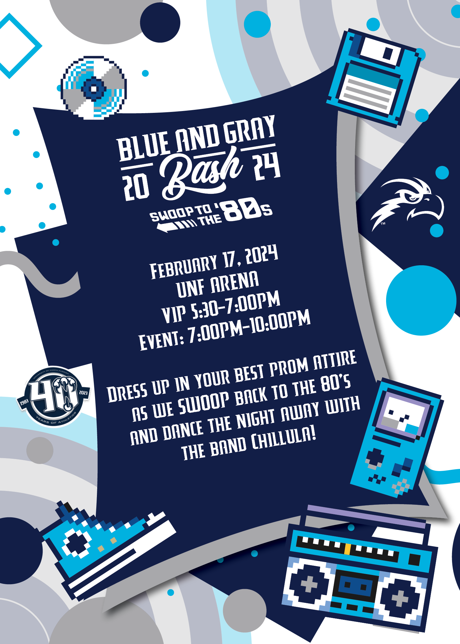 Blue and Gray Bash Save-the-Date Feb 17 UNF Arena